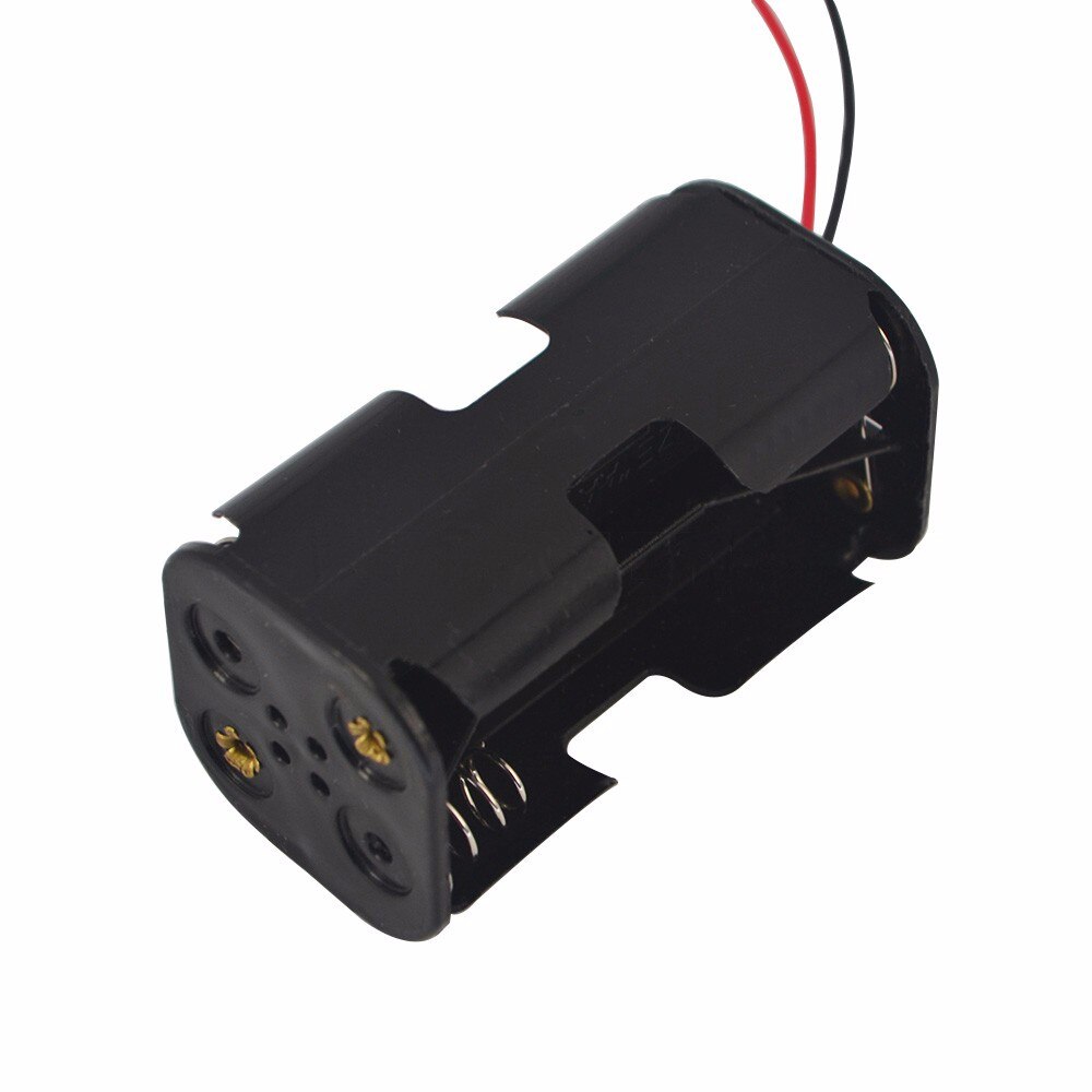 5 Stks/partij Aa Batterij Houder 6V Voor 4 X Aa Batterijen Zwart Plastic Opbergdoos Case Dual lagen Met Wire Lead
