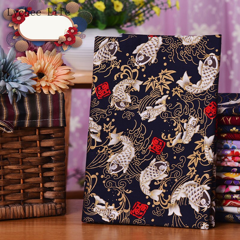 Lychee Leven Japanse Vlinder Kraan Gedrukt Patchwork Stof Zwart Rood Katoen Kersenbloesem Bronzing Stof Diy Naaien Ambachten: 11