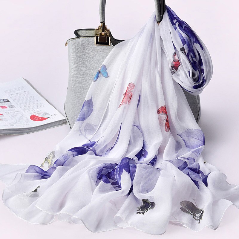 100% Echte Zijde Sjaal Voor Vrouwen Natuurlijke Zijde Sjaals Wrap Voor Dames Luxe Print Grote Pure Zijden Sjaal foulard: Color 9