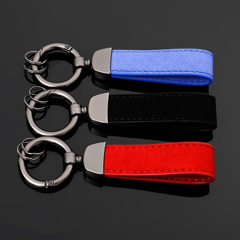 LLavero de cuero de ante para Mercedes Benz, llaveros de lujo con hebilla circular de cuero, rojo, azul y negro, para el coche
