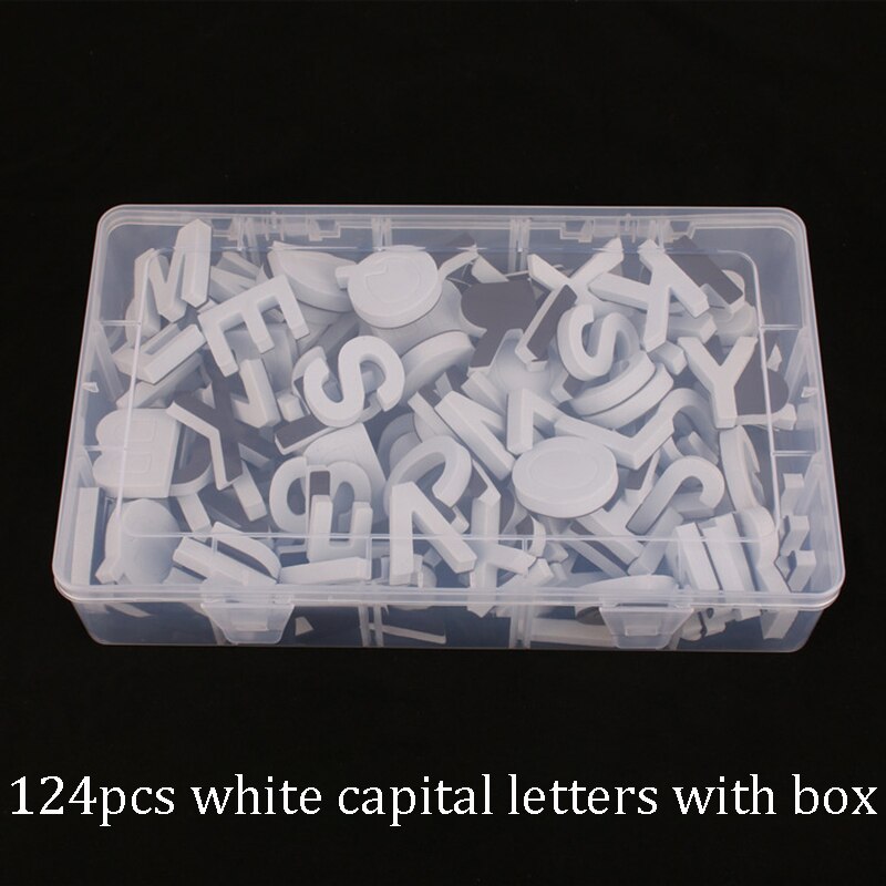 124 stk/pakke bogstaver eva alfabet bløde magnetiske klistermærker køleskab klistermærke klasseværelset whiteboard gadget tidlige uddannelsesværktøjer: Hvid
