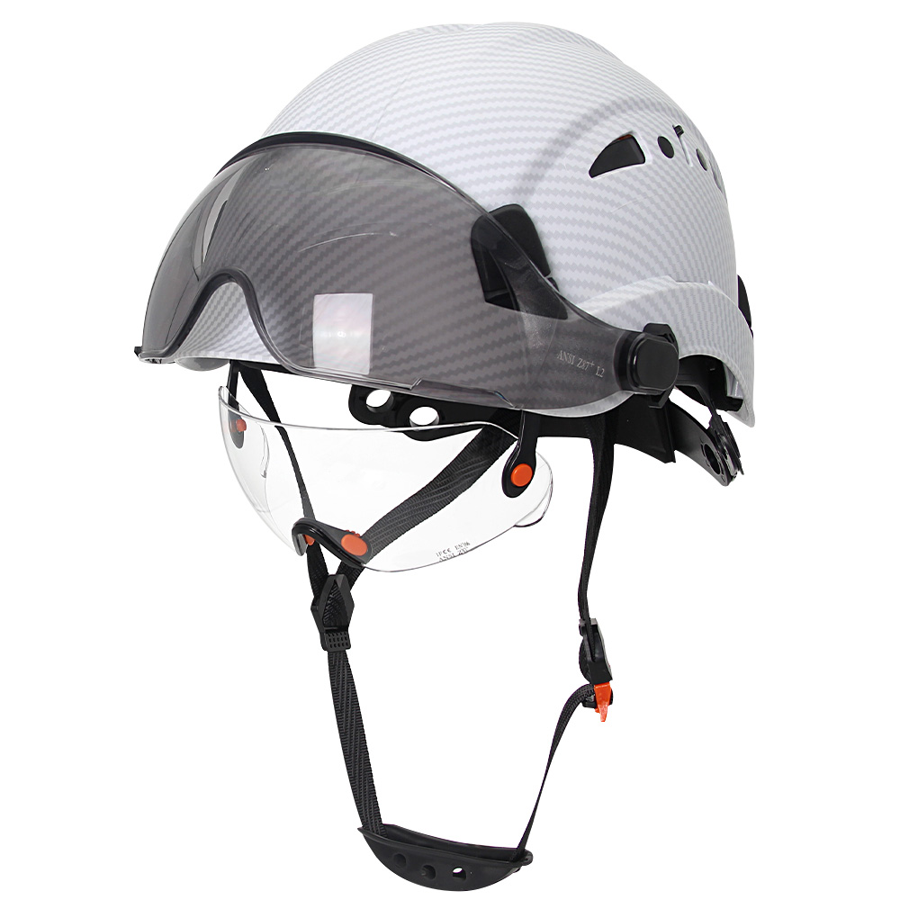 Construction Safety Helmet With Goggles Visor ABS Hard Hat Light ANSI Industrial Work Head Protection Rescue CR08