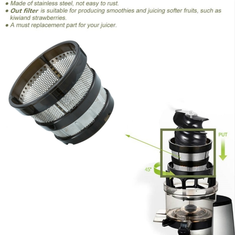 Filtro de exprimidor, filtro de pantalla de malla de jugo, agujero grande para Hurom, piezas de HH-SBF11, cesta de filtros de jugos