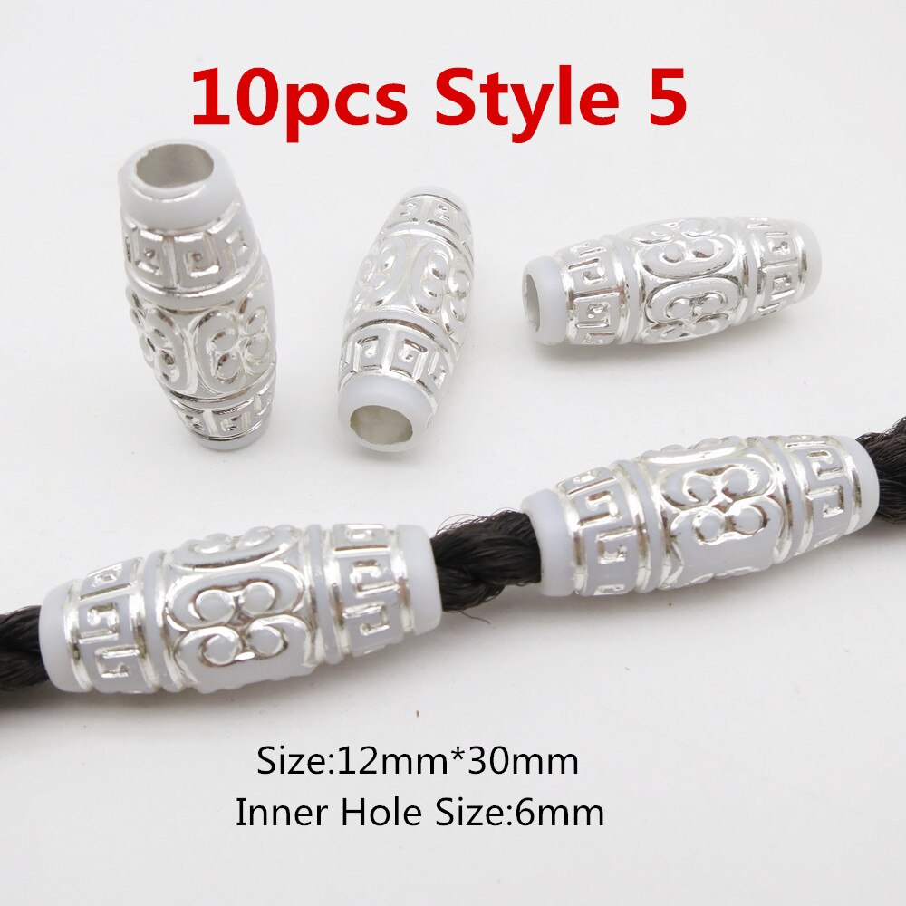 10 stk hår smykker flet ringe dekorationsvedhæng dreadlocks skæg perler ringe imiteret træ plastik perler tilbehør: 10 stk stil 5