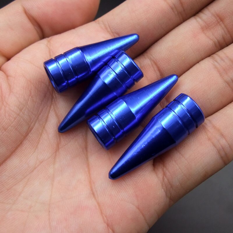 4 Stuks Blauw Universele Lange Spiked Auto Wiel Ventieldopjes Air Stem Dust Caps Cover Truck Auto Voertuig Motorcycle Fiets accessoire