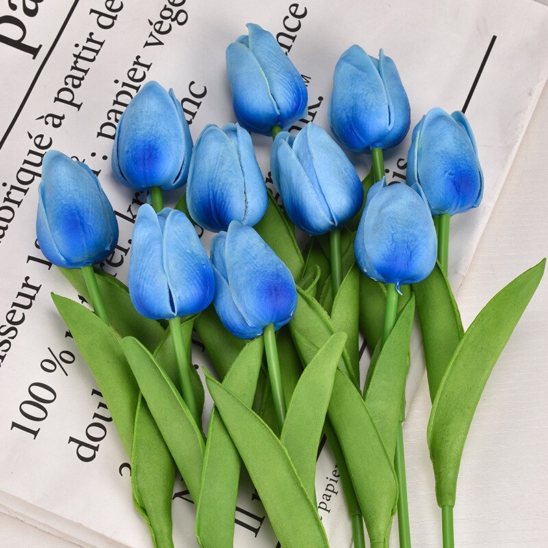 1PC 30cm Real Touch PU Tulips Artificial Flowers for Home Garden Bedroom Decoration flores artificiales para decoracion hogar: Light Blue