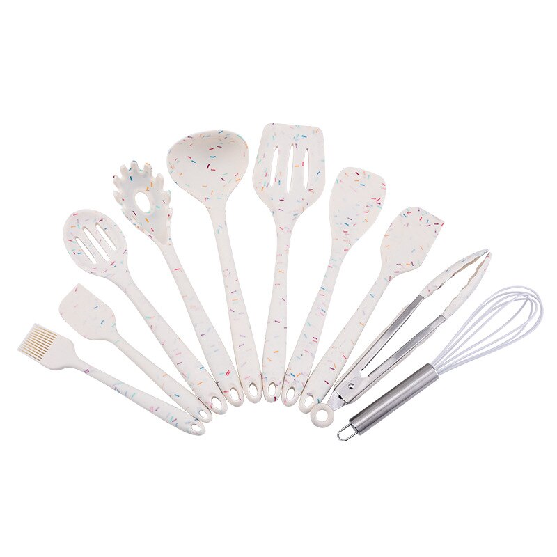 Silicone kitchenware set all inclusive non-stick cooking spatula 10-piece kitchen tool soup spoon slotted spatula