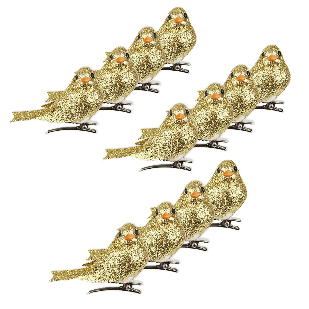 LWINGFLYER Kleine kunstmatige vogels realistische 9,5 cm simulatie schuim veer mus vogel clip op ornamenten voor kerst ambacht tuin boom woondecoratie seizoensgebonden display decoratie (12 stuks