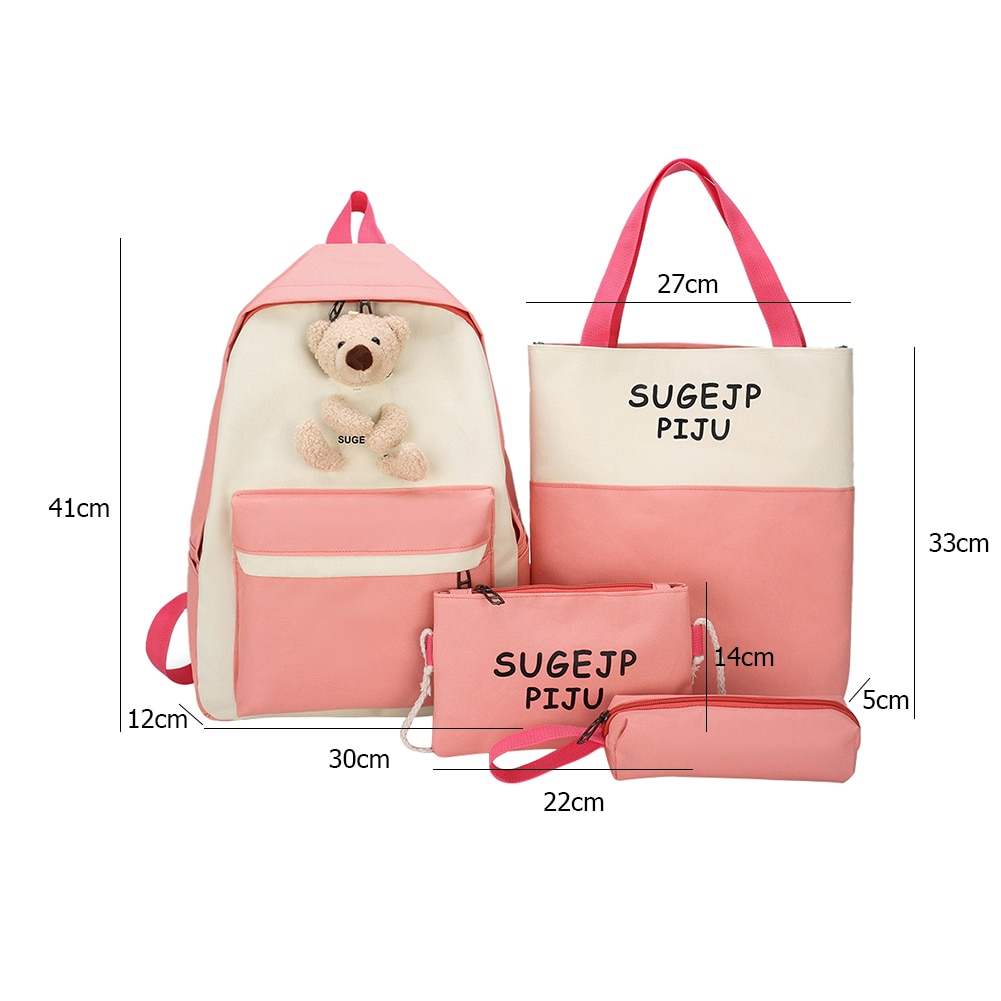 Vintage ▾ Borse per Studenti Regali Di Compleanno 4 pz/impostato Donne Scuola Zaini Adolescenti Ragazze Libro Borsa di Tela cartella Mochila 2020 Nuovo