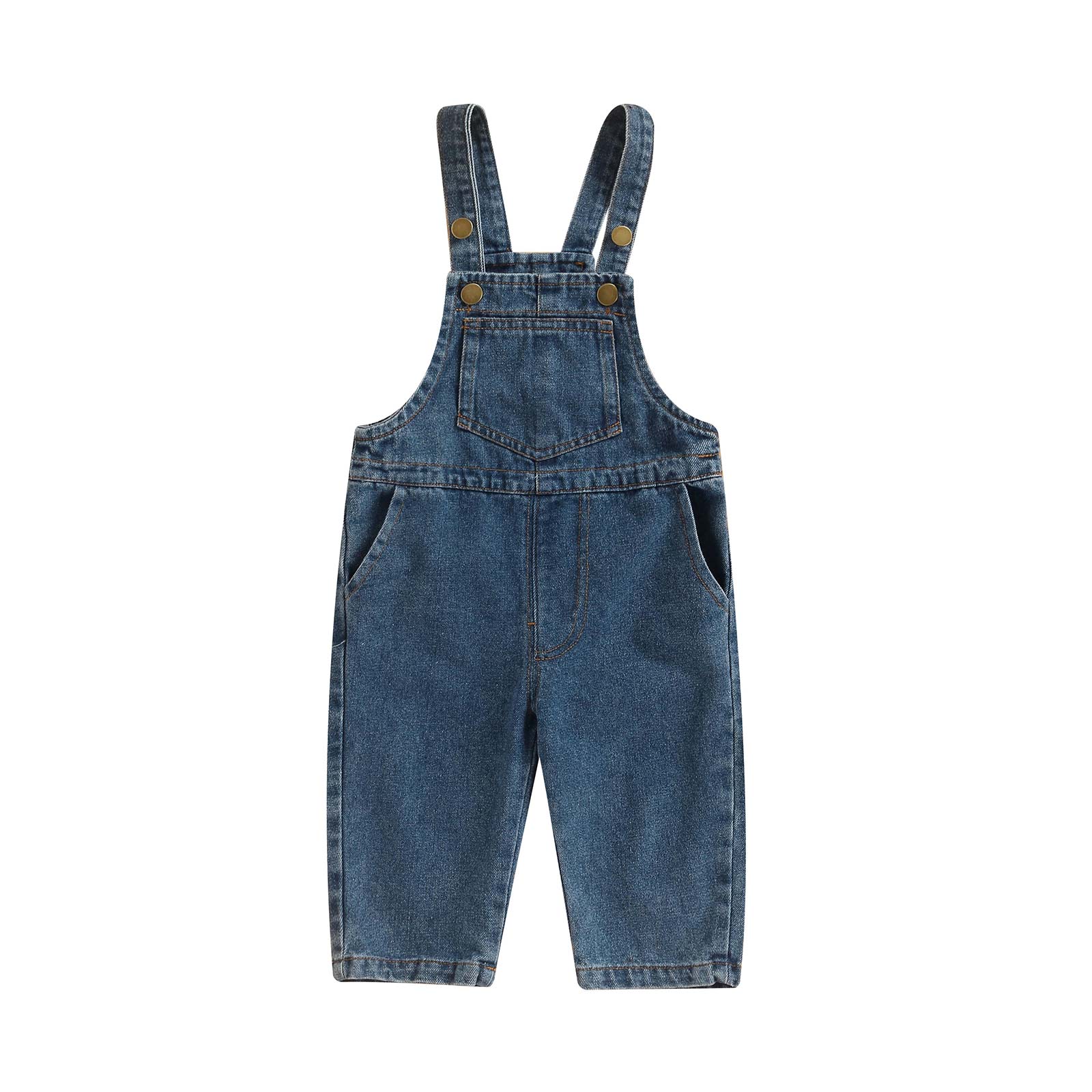 Kids Boys Girls Denim Overalls Toddler Solid Color Straps Bib Jeans Spring Summer Children Stretch Dungaree Clothing