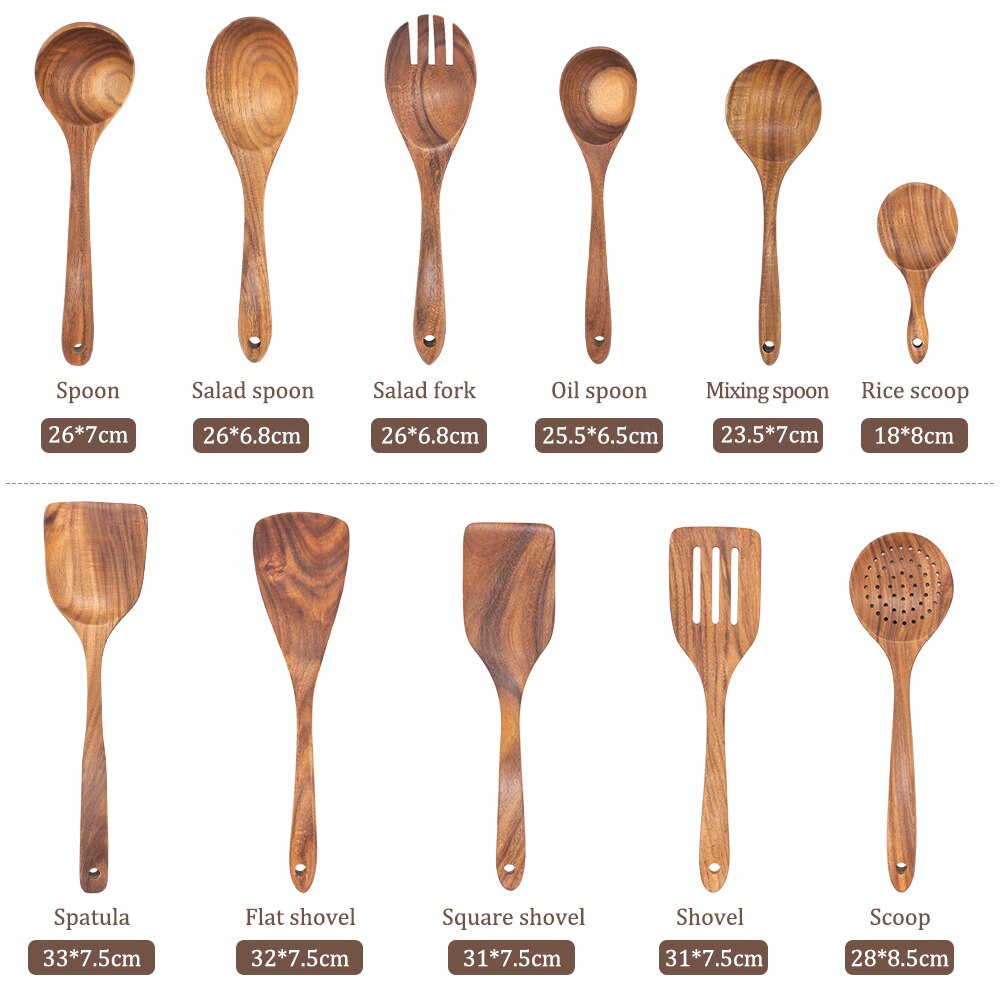 Wooden Kitchen Utensils Set Cooking Spatula Tools Kit Healthy Turners Spoon Baking Eco-friendly ustensile de cuisine bois