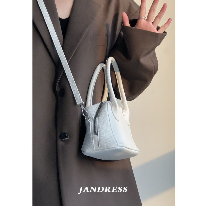 Bolso de mano con de concha amarilla y crema ligera, bolsa cruzada de superleche, litchi: Marfíl