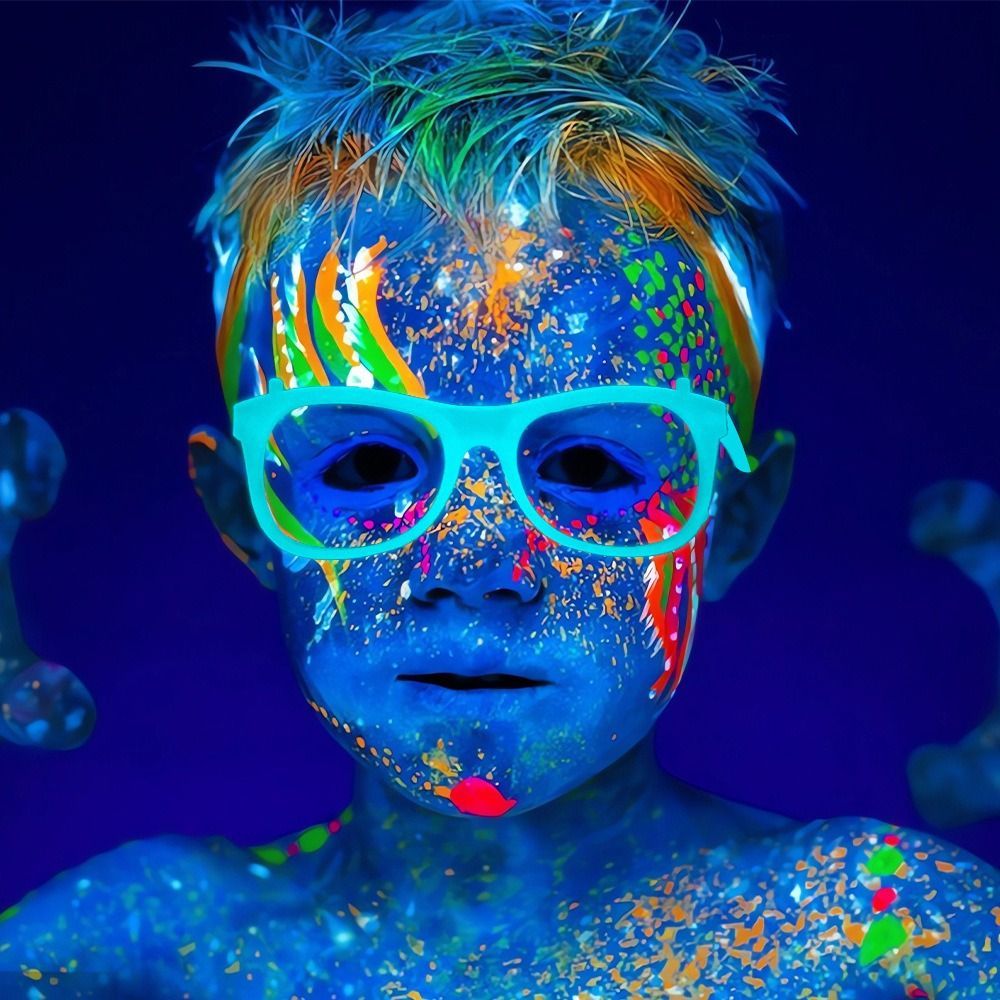 Świecące w ciemności okulary imprezowe, migoczące, świecące okulary, dekoracje na Halloween, okulary fluorescencyjne.