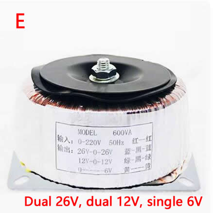 600W Audio Isolatie Toroïdale Transformator Voeding 220V Tot 26V 12V Dual 36V 18V High Power Puur Koperen Ring Runderversterker: Blauw