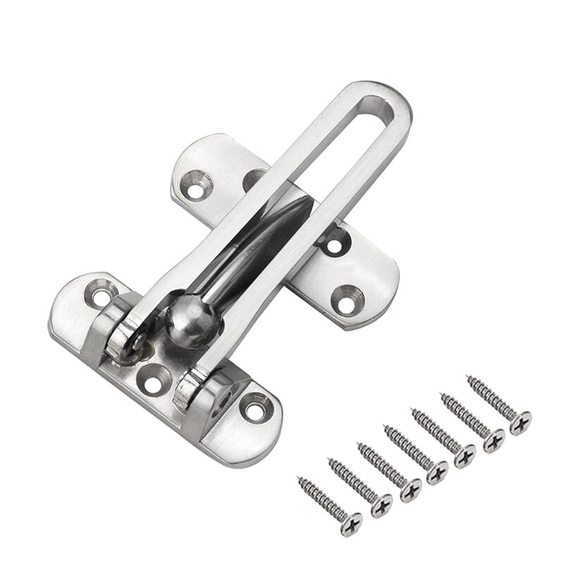 Security Door Lock Swing Bar Lock Zinc Alloy Anti-theft Door Guard Latch for Home Security Front Door Swing-in Doors: Silver