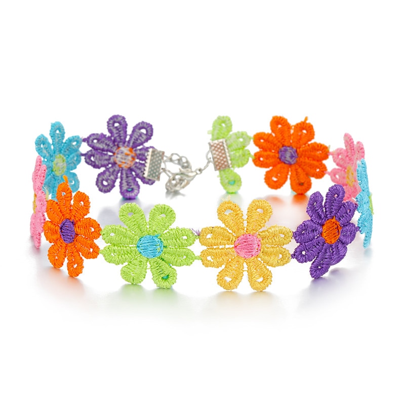 1 paar Korea Neue modisch Sonnenblume Halskette Kurze Halsband Für Frauen Mädchen Einfache Bunte Gänseblümchen Blume Kragen Partei Schmuck N82