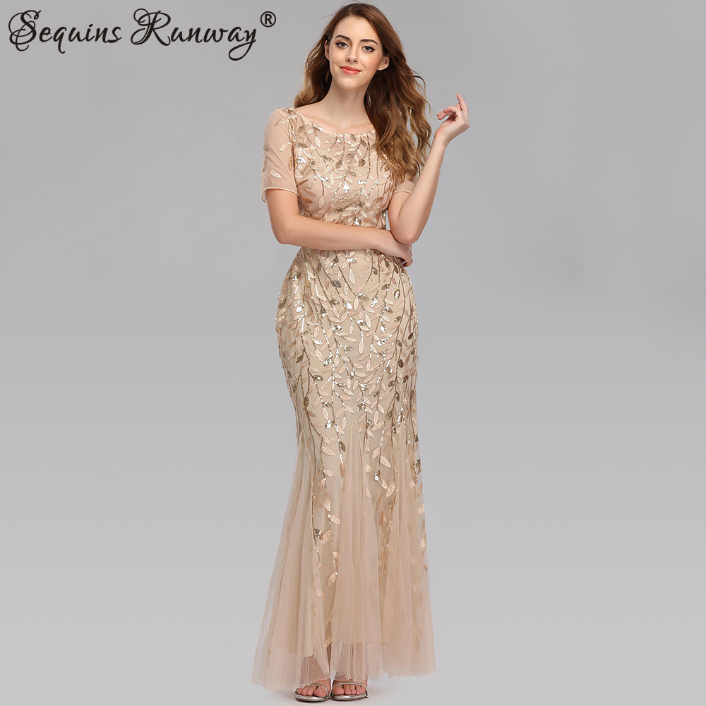 Sexy vintage Maxi Pailletten cocktail Kleid brautjungfer Prom Kleider für Frauen Lässige Party langarm club Bodycon Kleid vestidos: XL / Gold