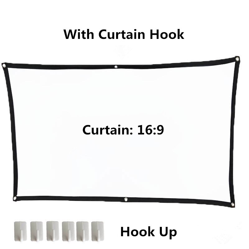 100inch 60inch Portable Projection Screen 16:9 Thin Transparent Polyester Cloth Projection Screen For Home Outdoor Theater