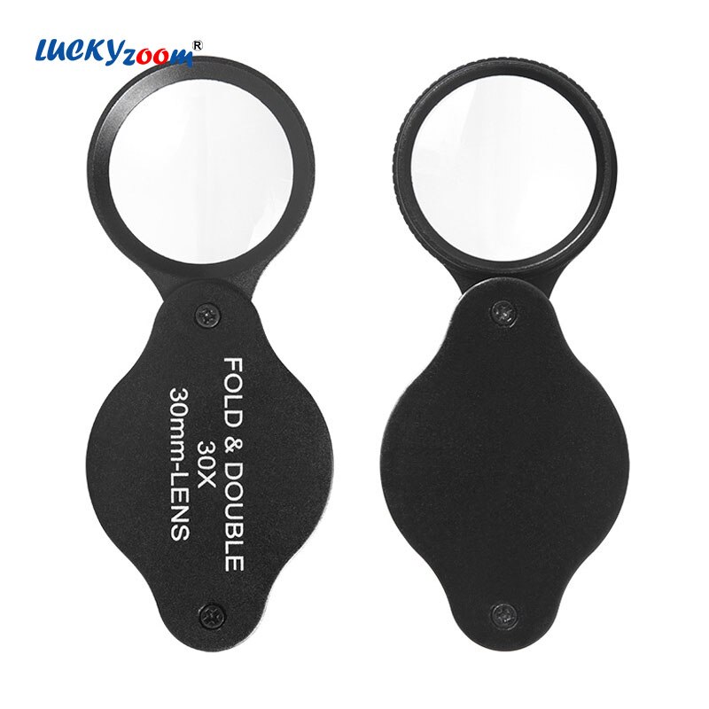 All-Optical Handheld Magnifier 30X30 Zeiss Lens Magnifying Glass Black Metal Folding Magnifying Portable Magnifier Jewelry Loupe