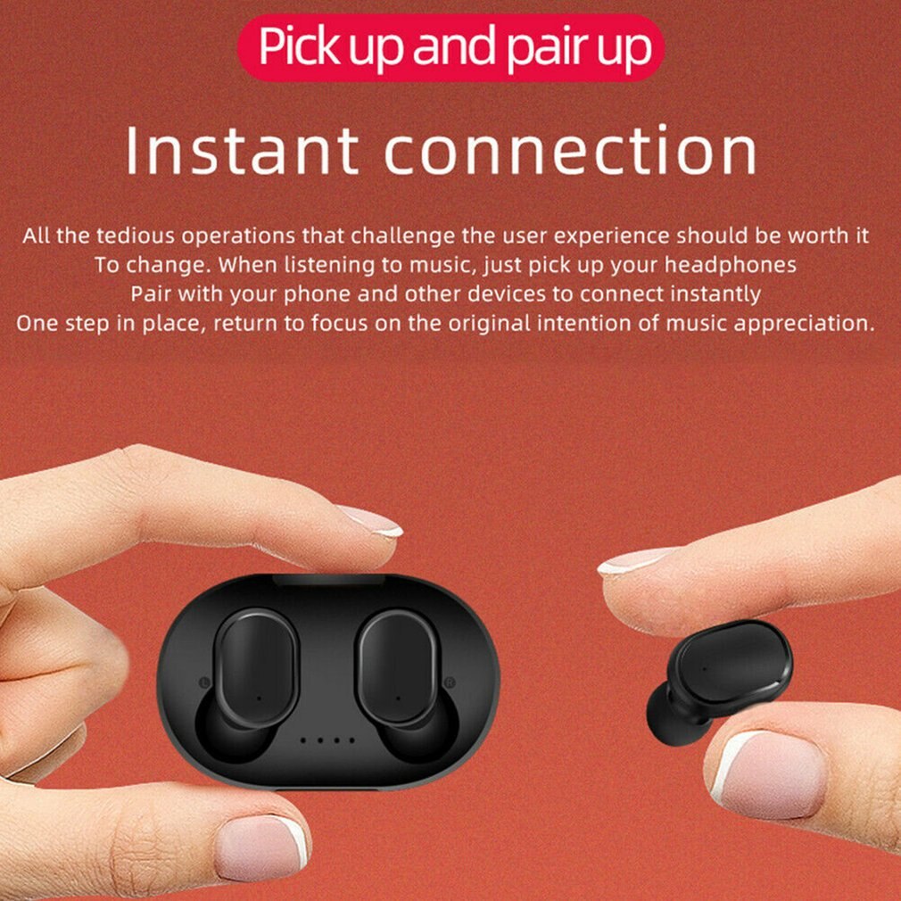Wireless 5.0 Earphone Stereo With Mic Voice Control Waterproof Double-Eared Split Earset