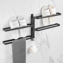 Zwart/Zilver Aluminium Badkamer Handdoek Houder Gratis Nail Handdoek Bar Wall Mounted Swivel Swing Arm Handdoekring Badkamer Accessoires