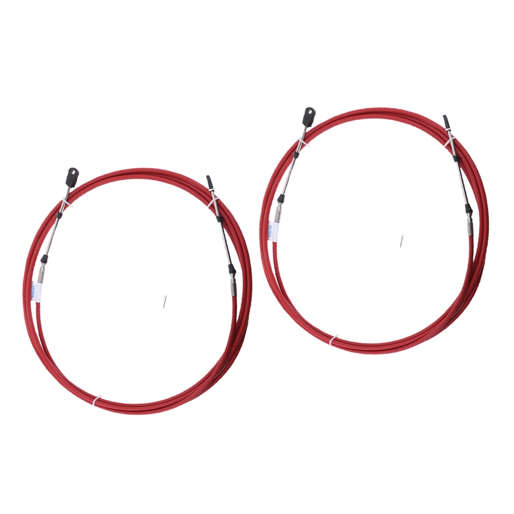 2 x Throttle Shift Cable, Remote Control, Replaces Marine Boats Motor Parts for Yamaha Boat Motor Steering System, Red, 8 Feet