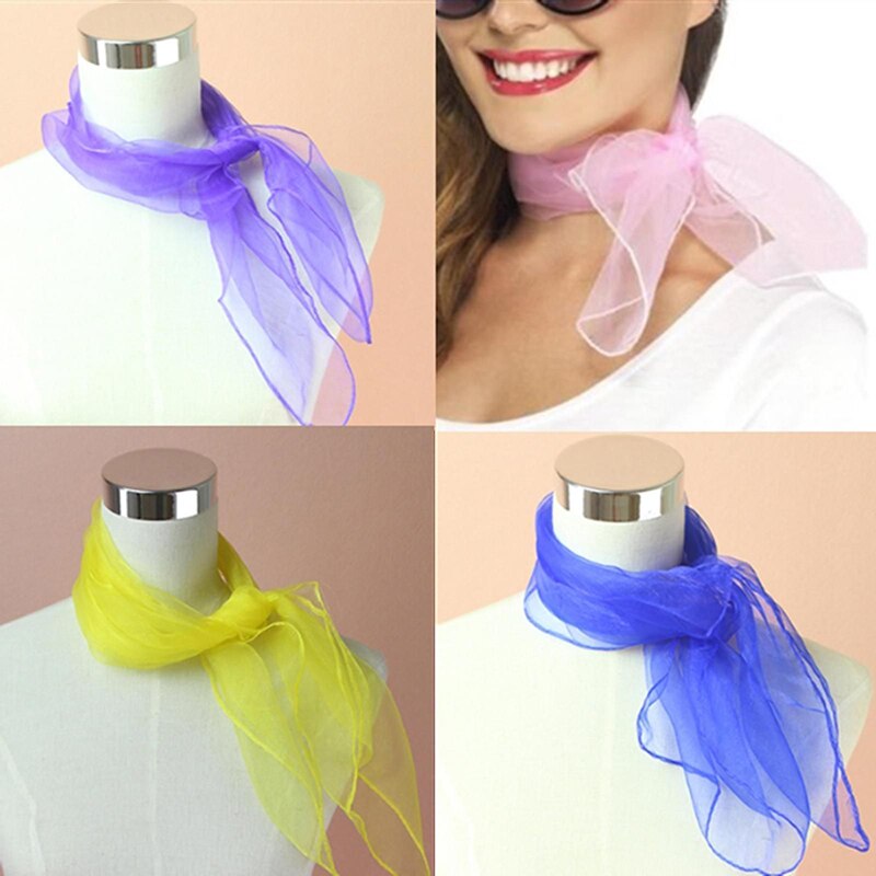 Foulard carré en mousseline de soie pour femme, serviettes de gymnastique, danse, couleur bonbon, rouge, jaune, violet, vert