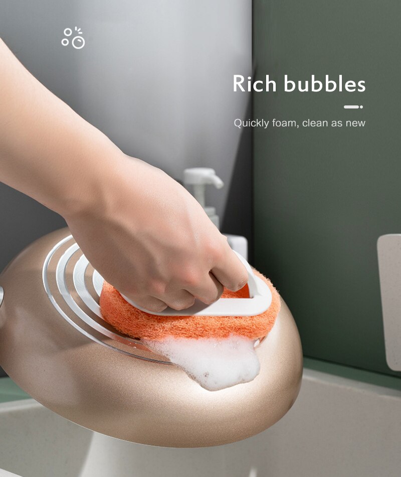 1 Uds. De cepillos de limpieza de platos de cocina con mango, esponja, cepillos de limpieza de cocina, almohadilla para fregar, limpieza mágica esponjas de cocina, Badgets