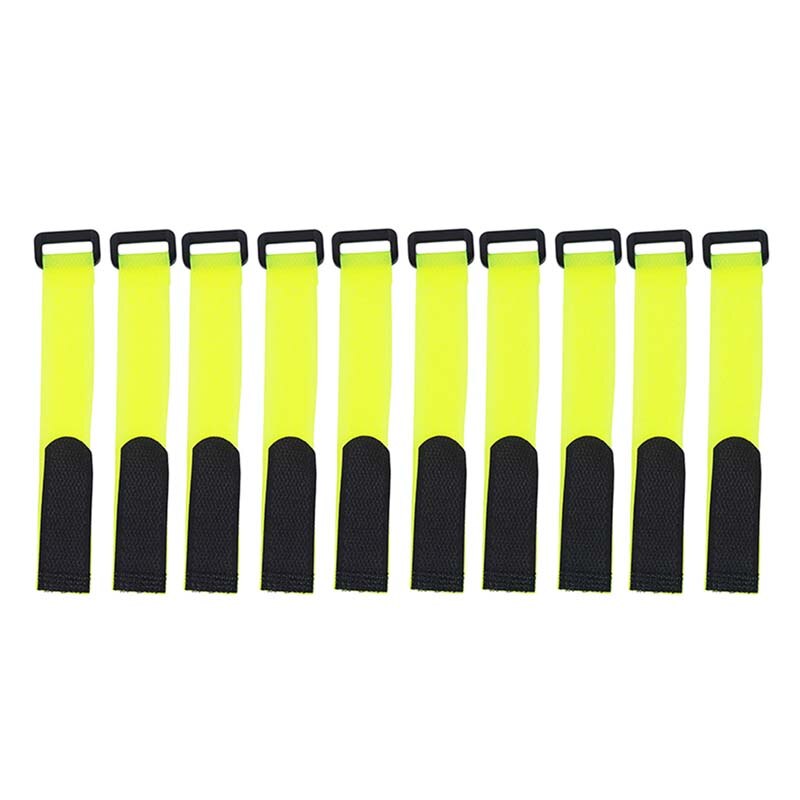 10pcs/set Reusable Fishing Rod Tie Holder Strap Suspenders Fastener Hook Loop Cable Cord Tie Belt Fishing Tackle Box Accessories: 10PCS Yellow