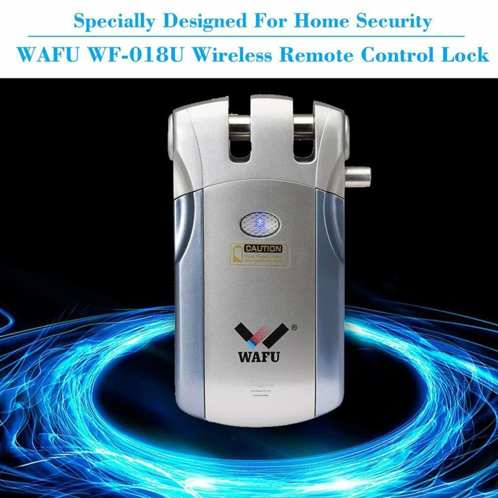 WAFU, cerradura electrónica de Control remoto inalámbrico, cerradura Invisible sin llave para puerta de entrada con 4 controladores remotos, cerradura de mortaja eléctrica