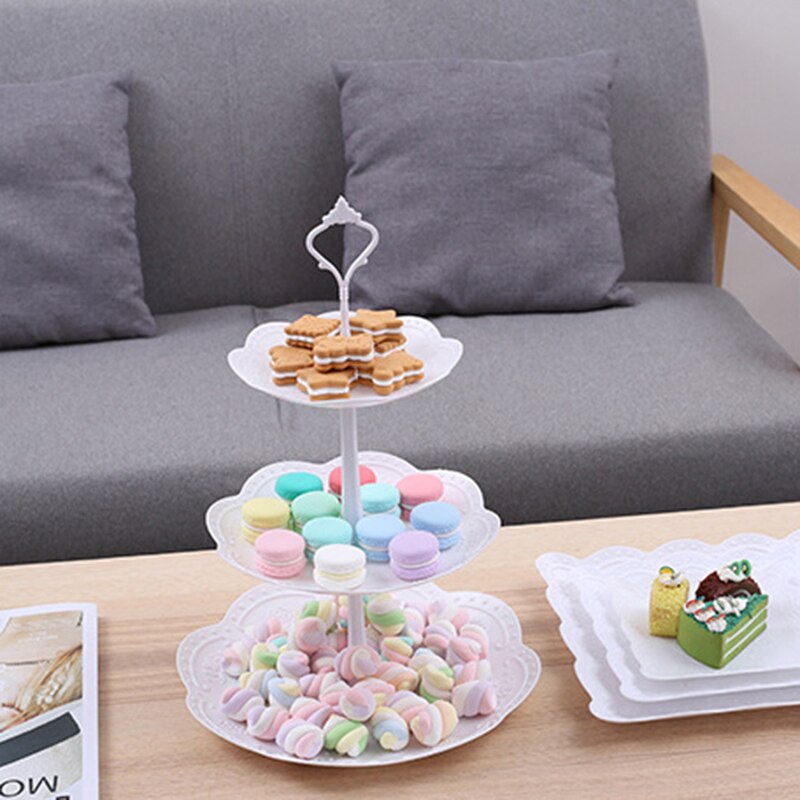 Afneembare Cake Stand Europese Stijl Ronde/Vierkante 3 Tier Gebak Cupcake Fruitschaal Serveren Dessert Houder Wedding Party Decor