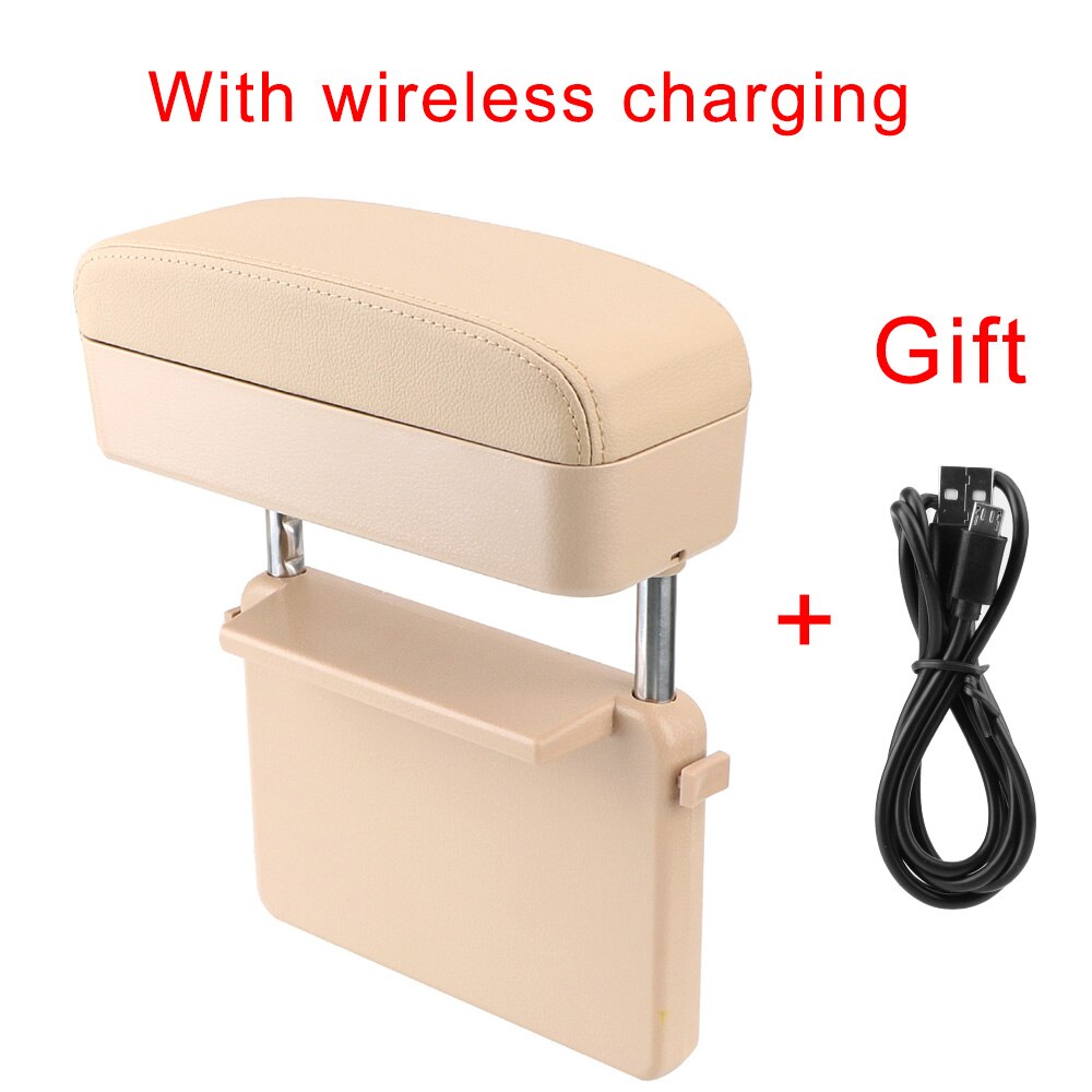 Support universel réglable de coude de repos de bras de Console centrale de voiture de boîte d'accoudoir de voiture d'organisateur d'écart de siège automatique: Beige