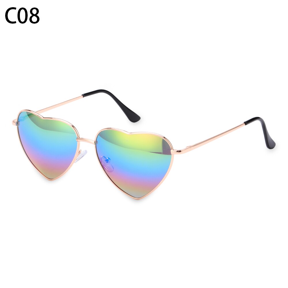 1 unidad de gafas de sol en forma de corazón retro UV 400 Color caramelo gradiente océano lentes marco de Metal vestido de fantasía ropa de calle mujer: C08