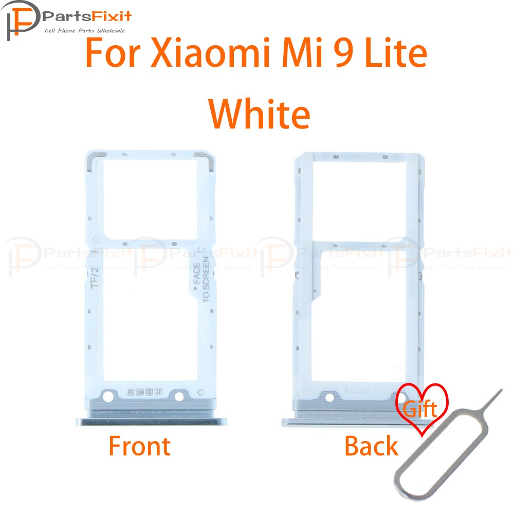 Sim Kaart Lade Voor Mi9 Lite Sim Card Slot Mi9Lite Sim Kaarthouder Card Adapter Voor Mi 9 Lite Vervangingen met Gratis Eject Pin: White