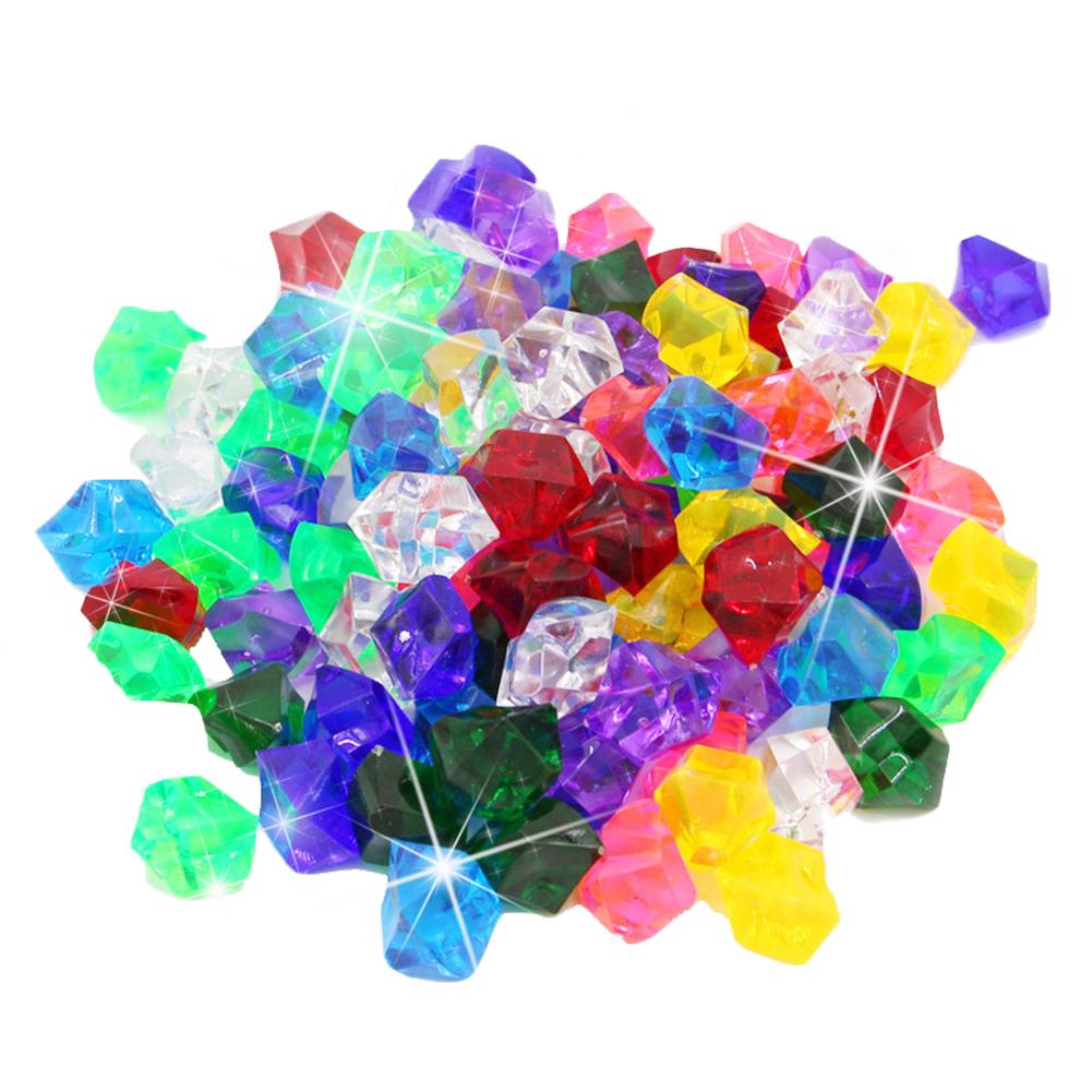 200PCS Plastic Gems Ice Grains Colorful Small Stone Children Jewels Acrylic Gems Pirate Treasure Chest DIY Crafts Pendant