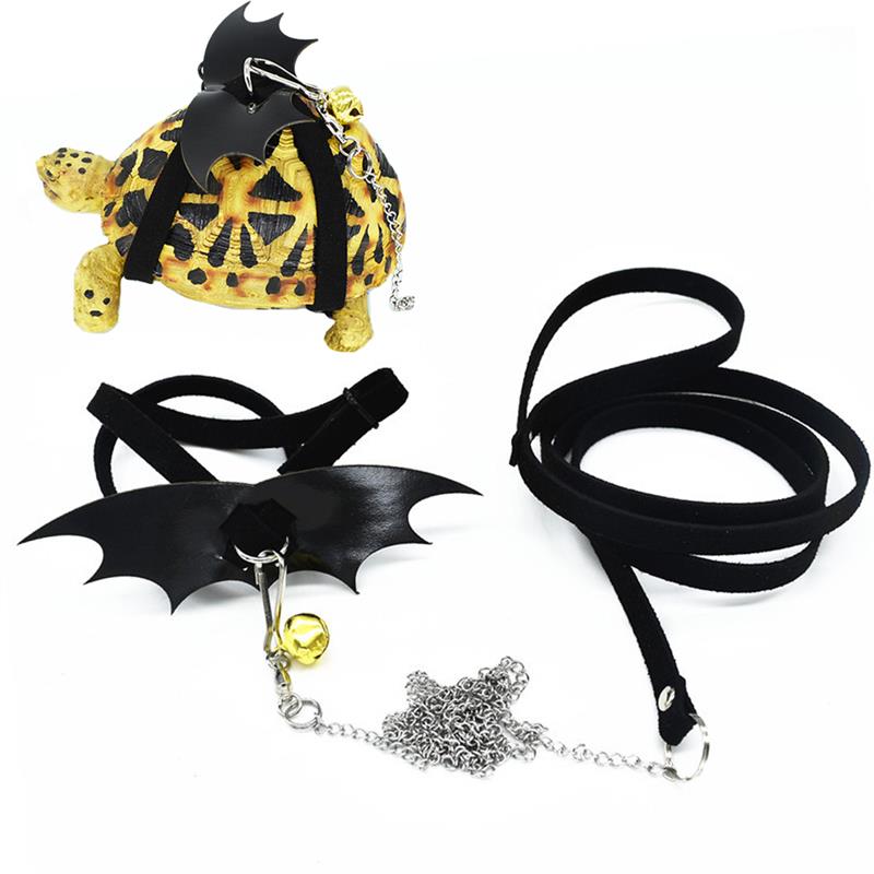 1 sztuka zwierzę domowe żółw zestaw smycz i uprząż kreatywne szelki smycze ze skrzydłami śliczne żółw Klatka piersiowa powrót smycze dla zwierzę domowe na wolnym powietrzu podróż: czarny