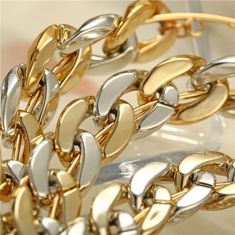 Bohemian Oversize Chain Hoop Earrings For Women Double Gold Silver Color Circle Earrings Luxury Statements