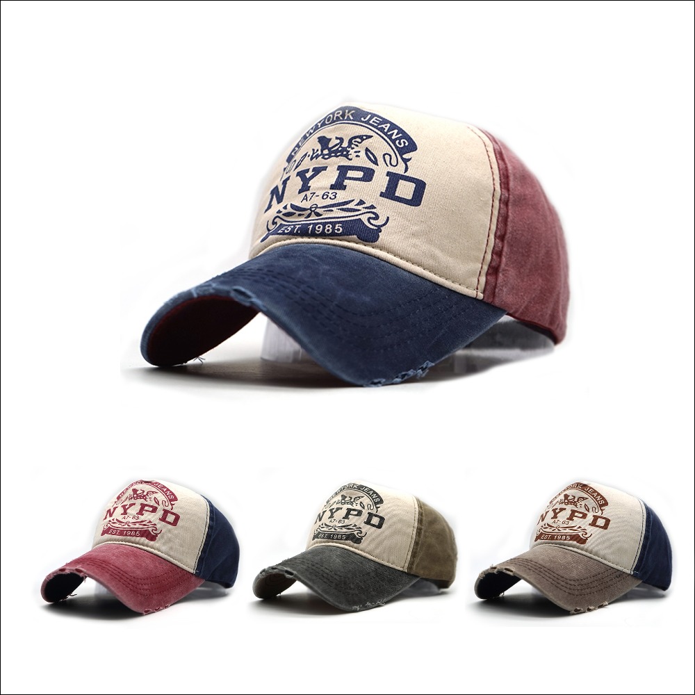 Engros snapback cap letter stil nypd baseball cap monteret hat afslappet kasket panel vask cap til mænd kvinder unisex gorras