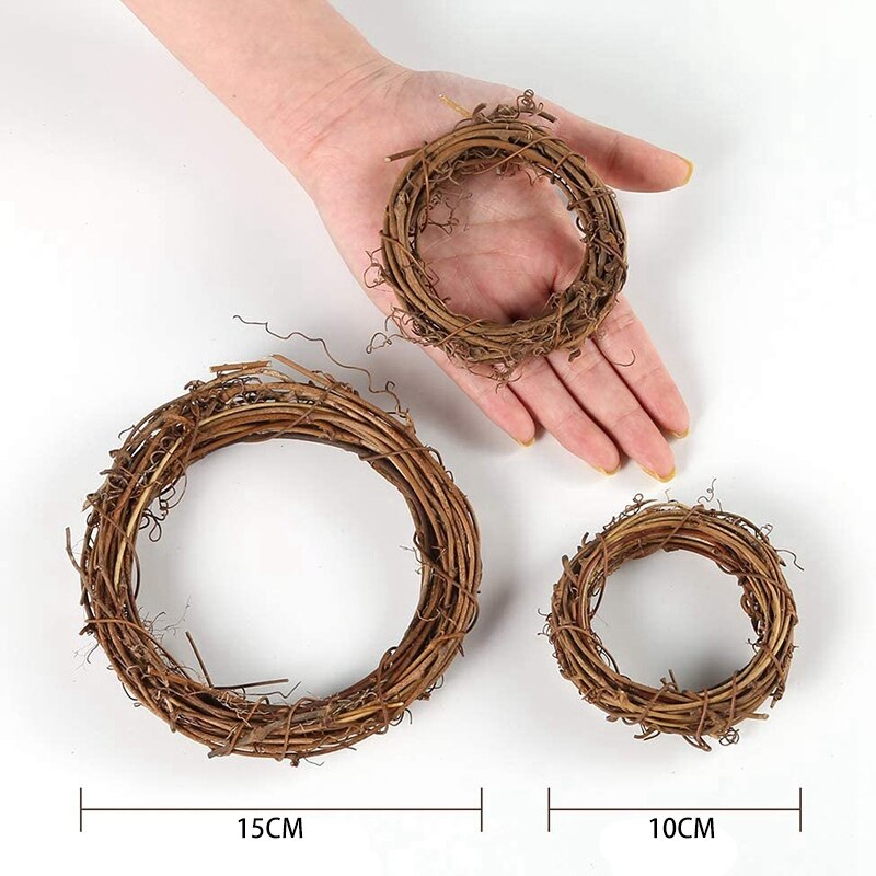 8 Pieces 2 Sizes Natural Grapevine Wreaths Vine Branch Wreath Garland for DIY Christmas Craft Rattan Front Door Wall