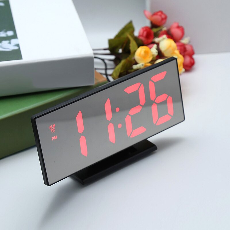 Alarm Clock LED Digital Clock Multi-function Mirror Snooze Display Time Night LCD Table Lamp Desktop Home Decoration Clock
