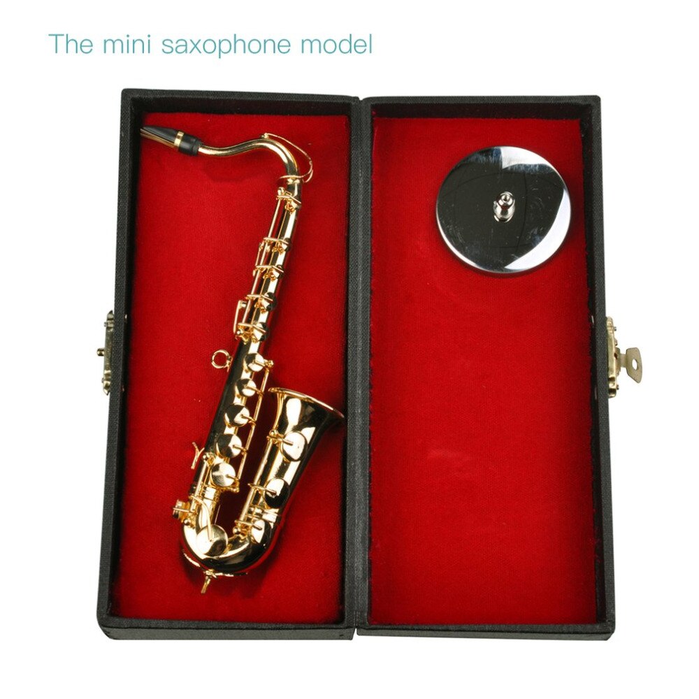 Mini-saxophon, vergoldetes miniatur-saxophonmodell mit metallständer zur dekoration