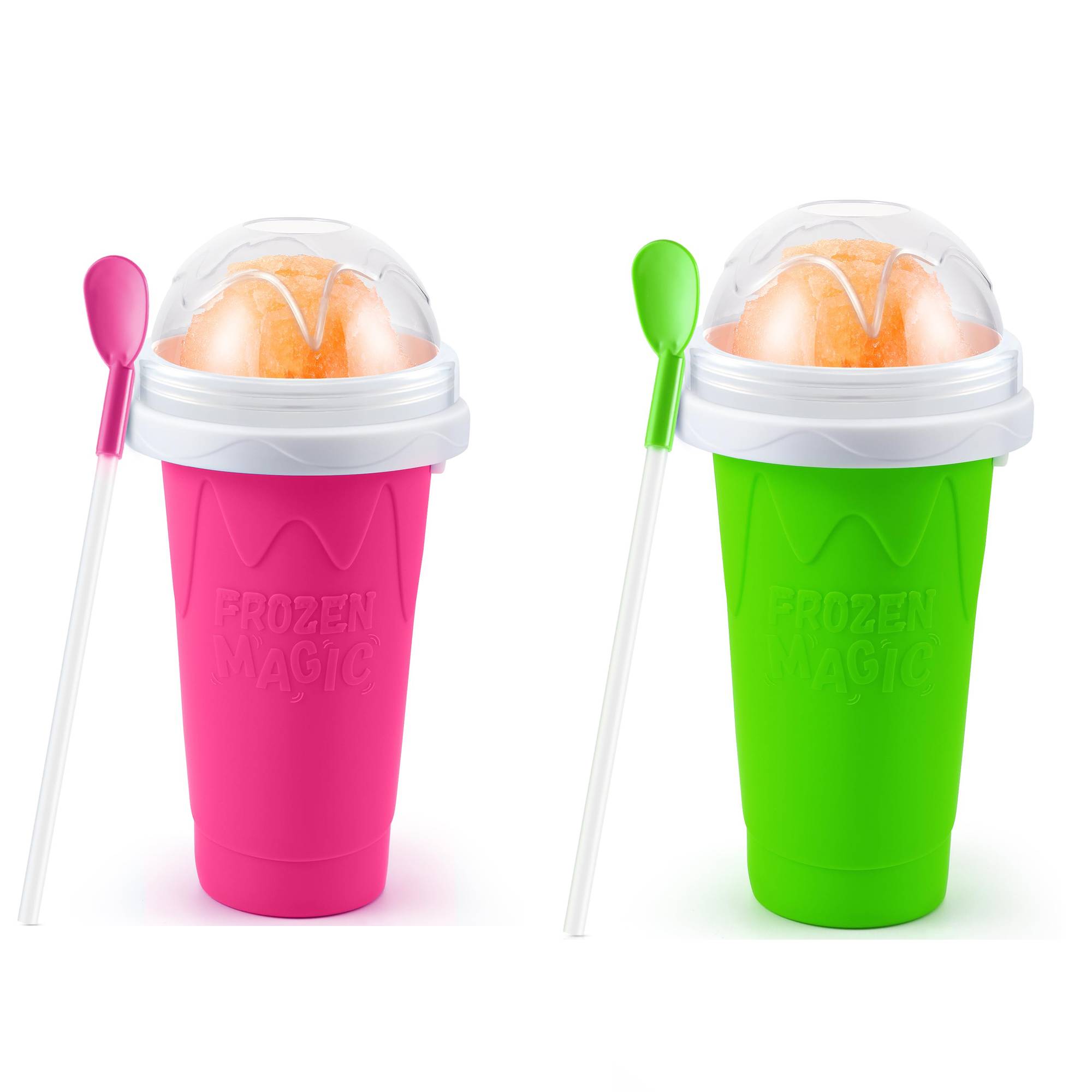 Taza Slushie DIY, tazas mágicas para hacer granizados, taza portátil para jugos, leche y helado, sílice de doble capa con tapa y pajita: Transparente