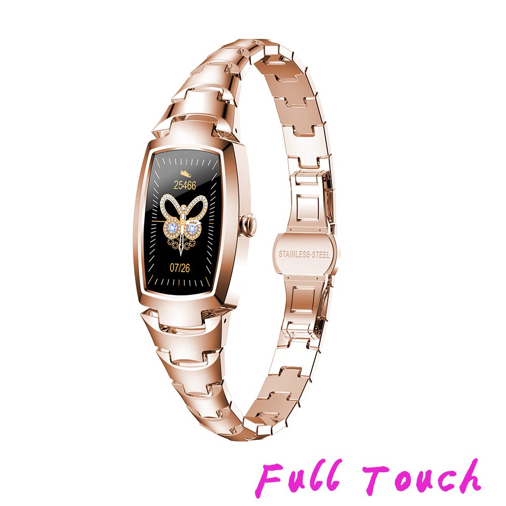 696 h8 h8 pro smartwatch-armband mit herzfrequenzmessung, blutdruckmessung, schrittzähler, wasserdicht, fitness-aktivitätstracker, smartwatch für damen: H8 pro gold