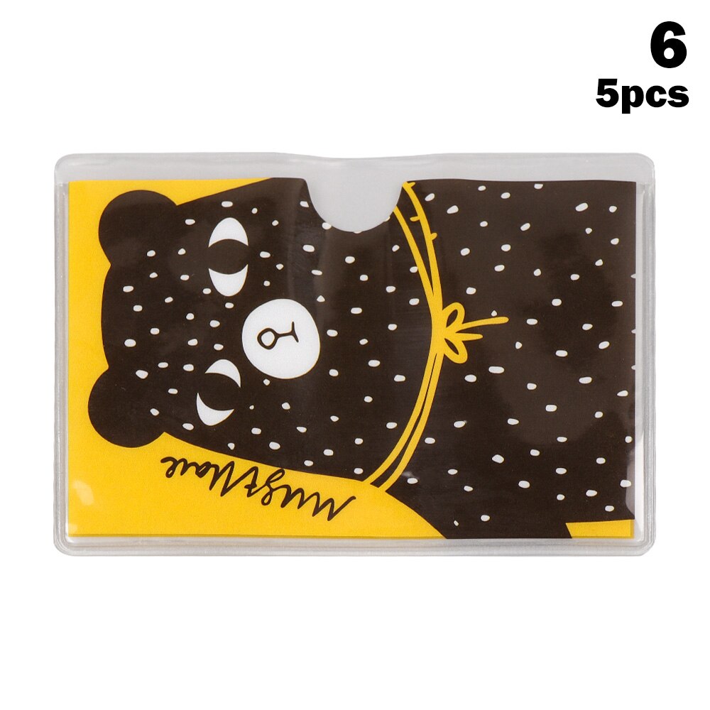 5 PCs Cute cartoon student bank credit card protective cover PVC translucent frosted card holder Protector Case for girls: 6