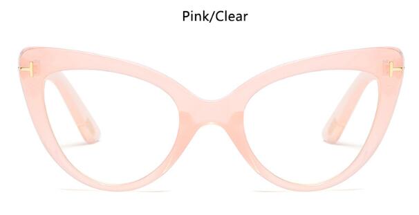 Black Cat Eye Glasses Female Myopia Nerd Optical Glasses Frame clear lens women eye glasses Spectacles: pink clear