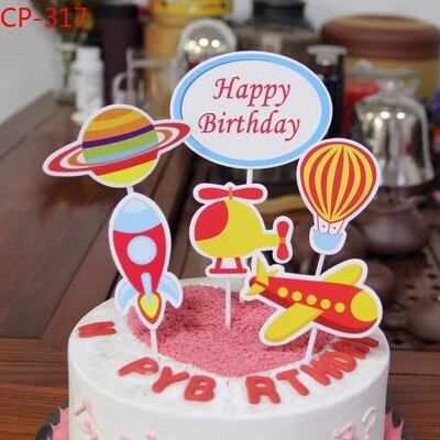 6 stk rumraket dem festdekoration rumskib cupcake toppers tegneserie astronaut ydre rum fest fødselsdagskage dekoration: Lysegul