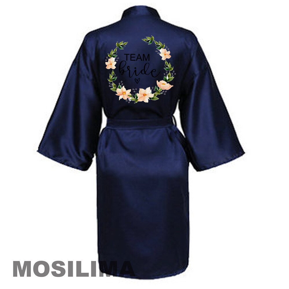 Bruiloft Team Bruid Gewaad Kimono Satijnen Pyjama Bruidsmeisje Badjas SP073