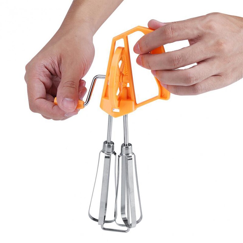 Batidor para huevos manual con manivela inoxidable, mango de plástico para cocina, batir
