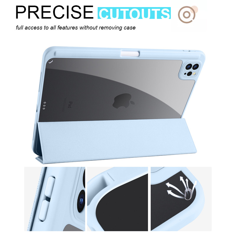 Para iPad Air 13 2025 Funda con portalápices cubierta dura trasera transparente acrílica triple para Coque iPad Air 13 2024 2025 M3 M2 Funda