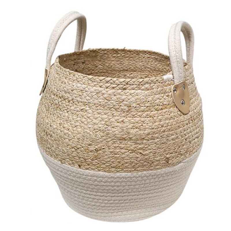 Pleciony koszyk schowek na biurko przekąnarty pojemnik na zabawki uchwyt skrzynki trawa morska kosz z wikliny kosz z wystrój domu: 22x26x30cm